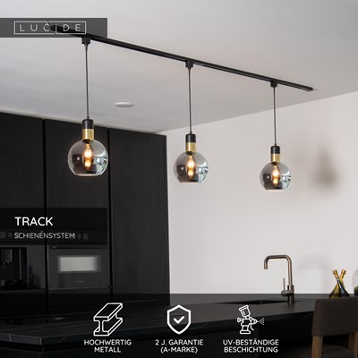 Lucide TRACK Pendelleuchten-Adapter - 1-Phasen Stromschiene / Schienensystem - Schwarz (Verlängerung)